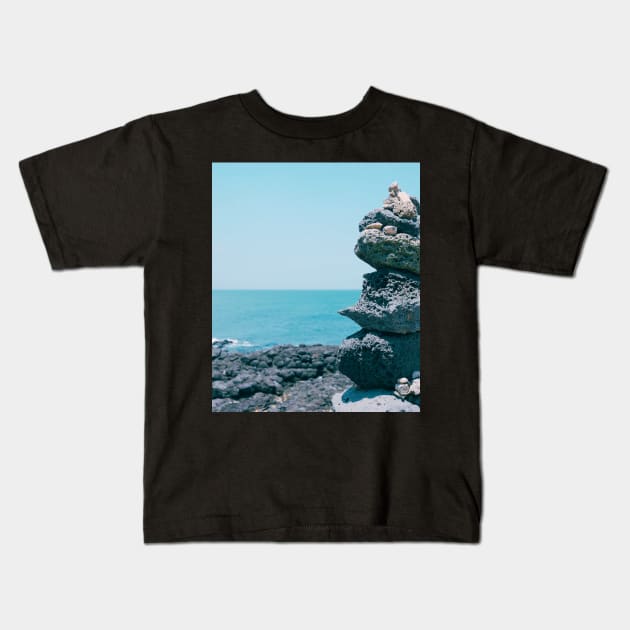 Aesthetic coastal rock photo Kids T-Shirt by IOANNISSKEVAS